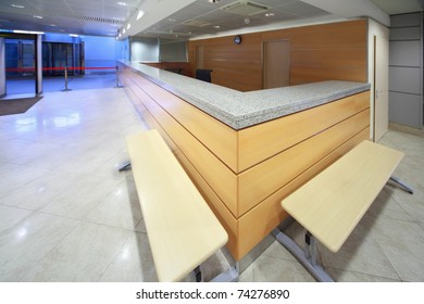 Reception Desk On Included In Establishment, Shallow Depth Of Focus