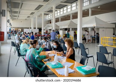 Reception Hall Covid-19 Vaccination Centre For Teenager. Turin, Italy - August 2021