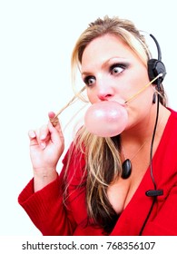 Receptionist With Bubble Gum