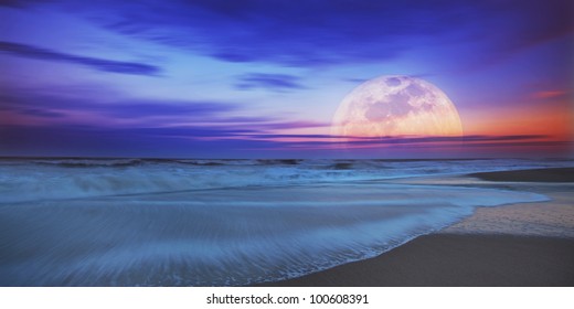 Moonrise Over Water Images Stock Photos Vectors Shutterstock