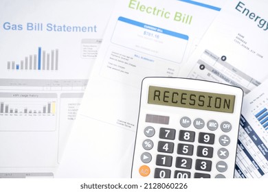 Recession Concept. Monthly Utility Bills. Cost Of Utilities Concept.