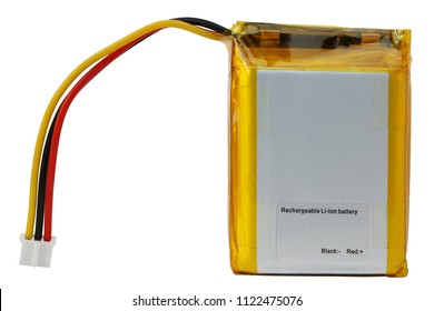 Rechargeable Mass Production Lithium Battery From Modern  Electronic Devices. Isolated On White Studio Macro Shot