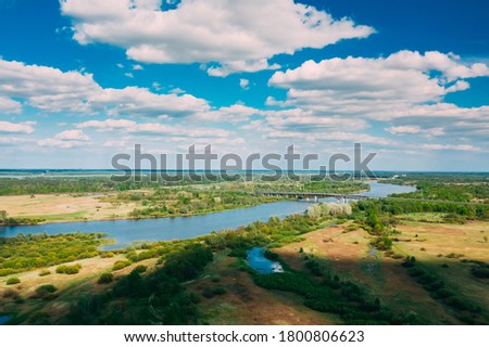 Similar – Image, Stock Photo Rechytsa, Gomel Region, Belarus. Aerial View Of Dnieper River. Sky Above Green Meadow And River Landscape. Top View Of European Nature From High Attitude In Summer. Bird’s Eye View