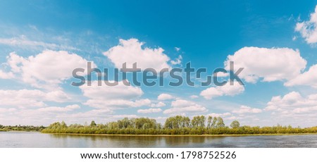 Similar – Image, Stock Photo Rechytsa, Gomel Region, Belarus. Aerial View Of Dnieper River. Sky Above Green Meadow And River Landscape. Top View Of European Nature From High Attitude In Summer. Bird’s Eye View