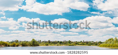 Similar – Image, Stock Photo Rechytsa, Gomel Region, Belarus. Aerial View Of Dnieper River. Sky Above Green Meadow And River Landscape. Top View Of European Nature From High Attitude In Summer. Bird’s Eye View