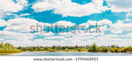 Similar – Image, Stock Photo Rechytsa, Gomel Region, Belarus. Aerial View Of Dnieper River. Sky Above Green Meadow And River Landscape. Top View Of European Nature From High Attitude In Summer. Bird’s Eye View