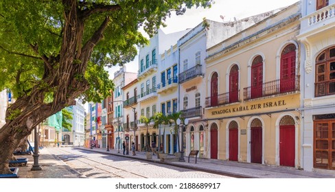 Recife - Pernambuco - Brasil - NOV 20 2021: Partial View Of Bom Jesus Street