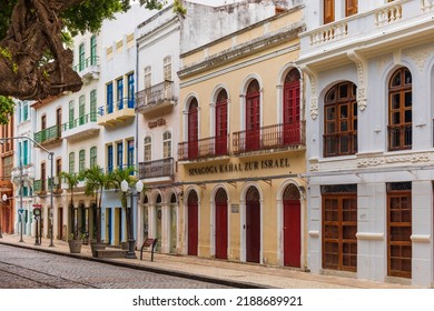 Recife - Pernambuco - Brasil - NOV 20 2021: Partial View Of Bom Jesus Street