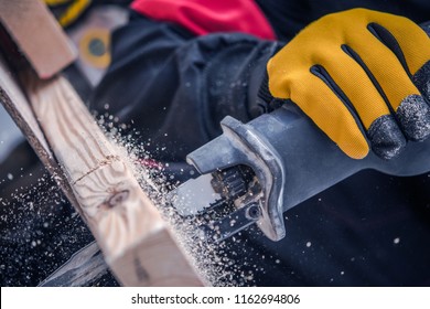 Reciprocating Saw Closeup Photo. Power Tool Wood Cutting. Construction Industry.
 - Shutterstock ID 1162694806