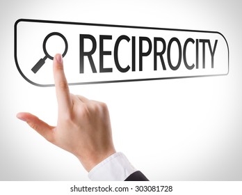 Reciprocity Written In Search Bar On Virtual Screen