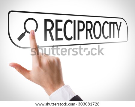 Reciprocity written in search bar on virtual screen