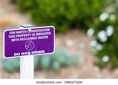 Reclaimed Water Sign In A Landscape