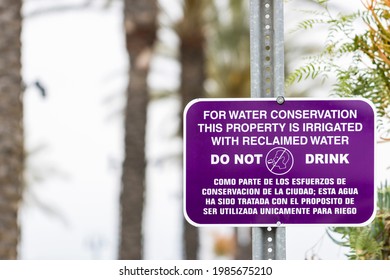 Reclaimed Water Sign In A Landscape