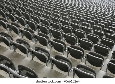 Reclining Chairs On The Stadium Bleachers With No People Before The Event Of The Live Concert