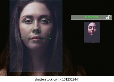 recognition of the user's face, the security system .the access is allowed .the concept of privacy.