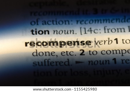 recompense word in a dictionary. recompense concept.