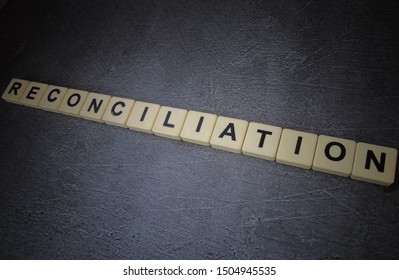 Reconciliation Word Cube Background Stock Photo 1504945535 