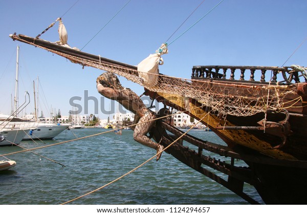 Reconstructed Fantasy Pirate Ship For Rent To Tourists For Having A Party At Sea