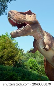 Reconstructed Life-size Animated Model Of A Dinosaur. The Largest Dinosaurs DinoSofia Park In Uman, Ukraine