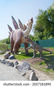 Reconstructed Life-size Animated Models Of A Dinosaur. The New One Largest Park Of Dinosaurs In Ukraine, Uman, August 24, 2021