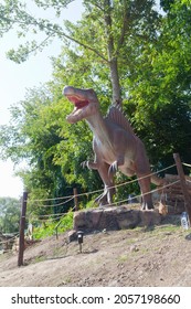 Reconstructed Life-size Animated Models Of A Dinosaur. The New One Largest Park Of Dinosaurs In Ukraine, Uman, August 24, 2021