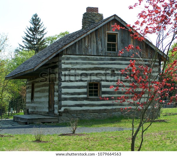 Reconstructed Primitive Log Cabin Red Maple Stock Photo (Edit Now ...