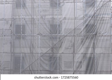 Reconstruction Building Covered Or Wrap With Mesh Fabric For Dust Protection