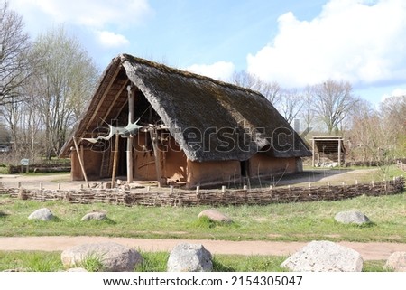 Reconstruction of a Neolithic post built house of the megalithic culture