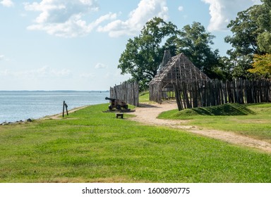 Reconstruction Of Wooden Fort In The Historic Jamestowne Settlement In Virginia