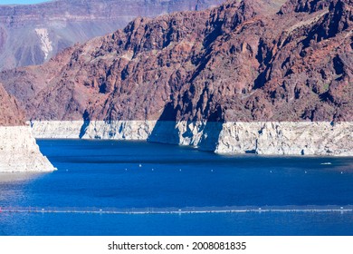 Record Low Water Level Of Shrinking Lake Mead, Key Reservoir Along Colorado River, During Severe Drought In The American West.