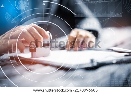 Record Or Permit Document Paper Stamper In Office