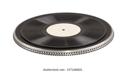 Record Player With Vinyl Disc Isolated On White Background