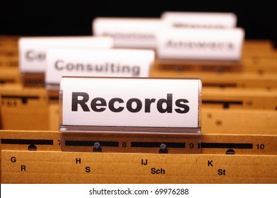 Records Word On Business Folder Index Showing Office Concept