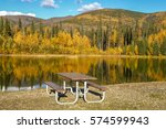 Recreation area at 48 Mile Pond with reflections in fall, Chena River State Park, Alaska