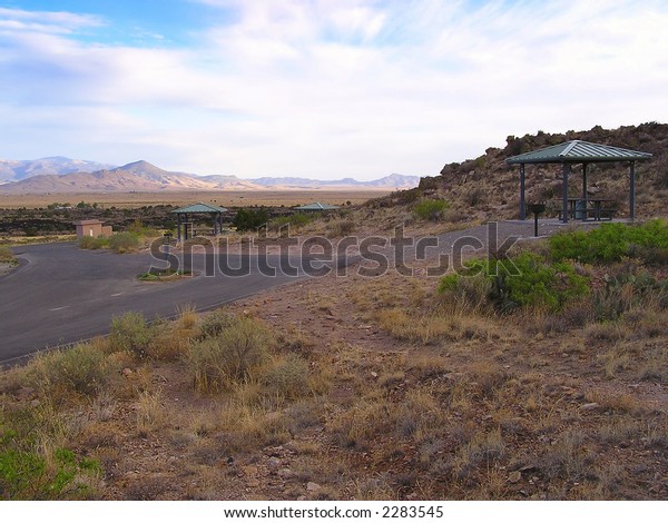 recreation area  of Valley of Fires or Malpais\
area adjacent to Malpais Lava Flow, New Mexico, USA. The valley was\
covered by lava on two\
occasions