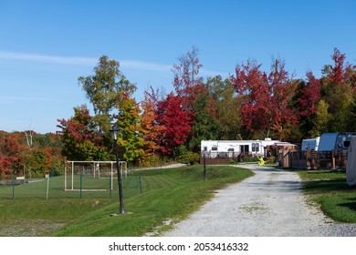 A Recreational Vehicle Park In The Autumn Colors