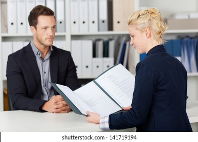 Recruiter and male candidate during a job interview