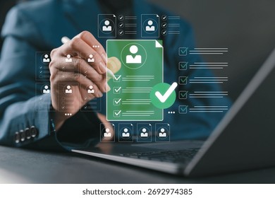 Recruitment and candidate selection process showcasing HR professionals using digital tools to evaluate talent and identify career opportunities, ensuring workforce success and organizational growth.