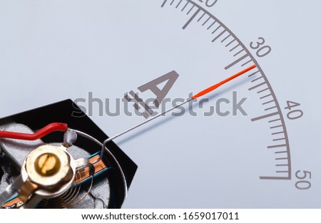 Rectangle Ammeter Amperage Gauge Dial Angle Close Up.