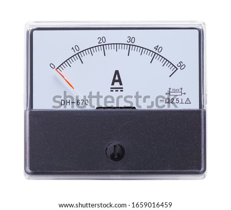Rectangle Ammeter Dial Isolated on White Background.
