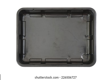 Rectangle Black Plastic Food Tray Isolated White Background