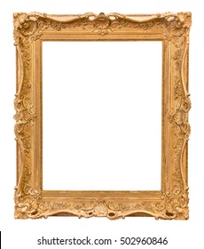 Rectangle decorative golden picture frame isolated on white background with clipping path - Shutterstock ID 502960846