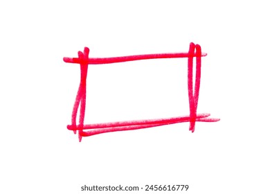 Rectangle frame drawn with red marker on white background, clipping path