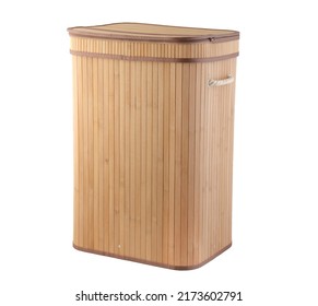 rectangle  Laundry Basket for Home, Wood Color, Double-lattice Bamboo Dirty Clothes Hamper Folding Basket Body with Cover