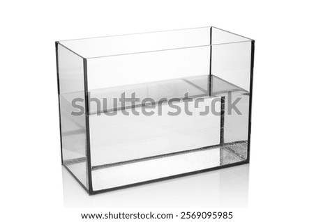  Rectangular aquarium with water isolated on white  background