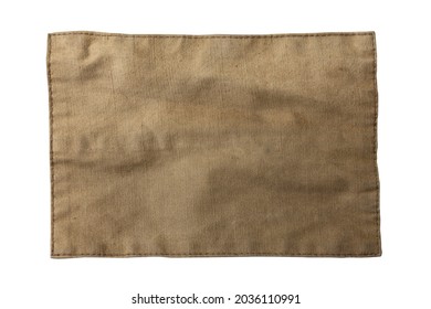 Rectangular Army Cotton Patch Isolated On White Background. Faded Khaki Fabric