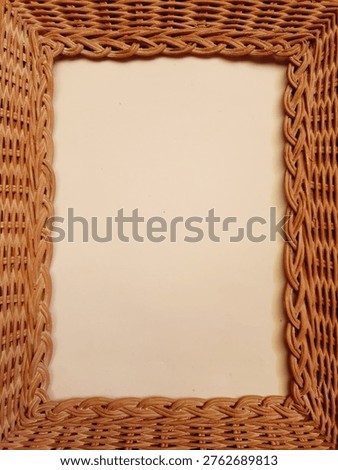 Rectangular artistic handmade woven braided or wicker rattan frame