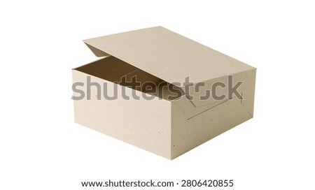Rectangular beige cardboard box with open lid for food packaging