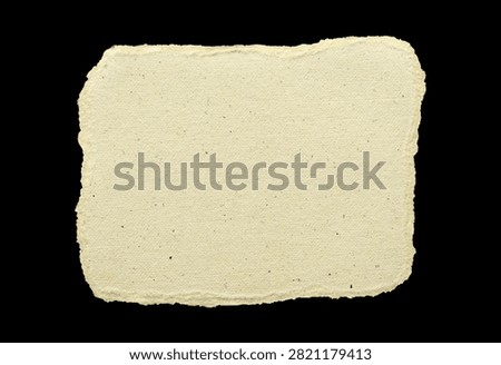Rectangular beige handmade paper with restrained torn edges
