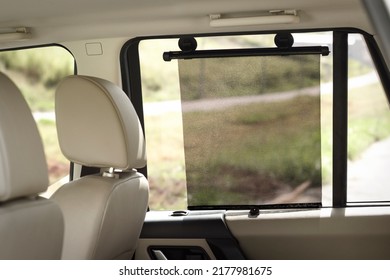 Rectangular Black Side Window Sun Shade, On A Car 